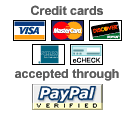 Credit cards accepted through PayPal